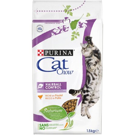 Cat Chow Hairball Control Храна за Котки с Пилешко 1.5 kg