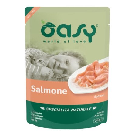 Oasy Specialita Naturali Пауч за Котка с Вкус на Сьомга и Ориз 70 g