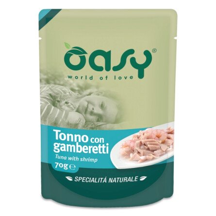 Oasy Specialita Naturali Пауч за Котка с Вкус на Риба Тон и Скариди 70 g