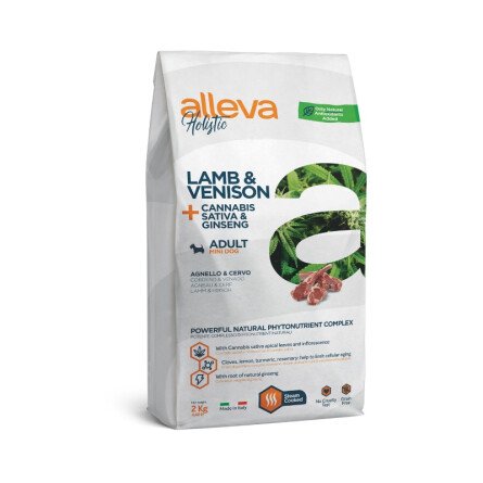 Alleva Holistic (Adult Mini) Lamb & Venison + Cannabis sativa & Ginseng Храна за Кучета с Агнешко и Еленско