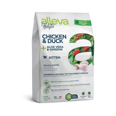 Alleva Holistic (Kitten) Chicken & Duck + Aloe vera & Ginseng Храна за Котенца с Пилешко и Патешко